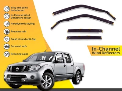 Wind Deflectors In Channel For Nissan Frontier 2004-2019 Sun Visors Rain Guard - Image 1 of 4