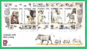 NAMBIA ~ ANIMALS WITH THEIR YOUNG~ FIRST DAY COVER ~ 18th - 21st JUNE 1998 - Picture 1 of 1