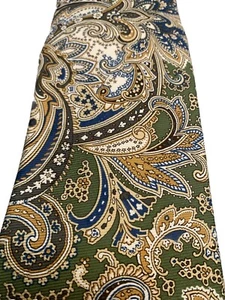 Brooks Brothers Paisley Tie Men's Silk Green Gold Blue USA Printed Italy - Picture 1 of 7