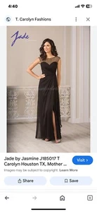 Jade By Jasmine Round Neckline Chiffon & Lace Formal Dress with Sexy Slit Size 2 - Picture 1 of 15