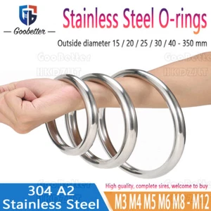 Large & Small Stainless Steel O-rings, Welded Buckles Webbing Leathercraft Ring - Picture 1 of 8