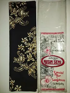 Batik Asli Indonesien Baumwollstoff Musim halb langes Kleid neu aus altem Lagerbestand schwarz/braun 36"×114" - Bild 1 von 11