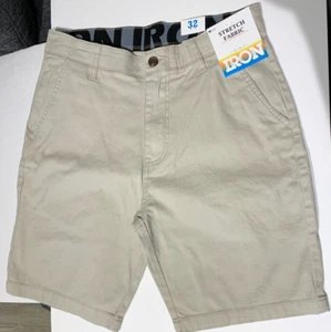 IRON CO. Men's Stretch Fabric Flex Waist Flat Front Shorts Dune Color All Size - Picture 1 of 6