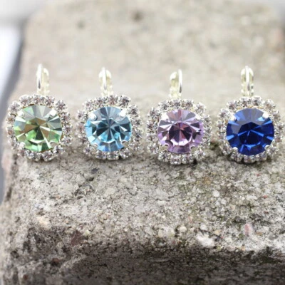 Ohrhänger mit 10 mm Swarovski Kristall – Klappbrisuren. Handgefertigt in Deutsch - Bild 1 von 4