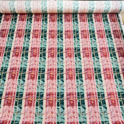 vtg fabricut upholstery fabric stanley king country springs red stripe 10 yr 54" - Image 1 of 4