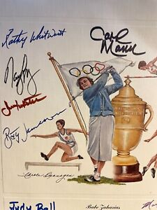 WOW Babe Didrikson Zaharias Art Golf Autographs of 13 HOF Golfers