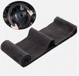 New Arrivals Premium Suede Steering Wheel Cover Anti Slip Leather Stitch on 38cm - Picture 1 of 36
