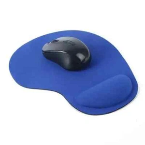 BLUE ANTI-SLIP MOUSE MAT PAD WITH FOAM REST WRIST SUPPORT PC & LAPTOP COMPUTER - Picture 1 of 6