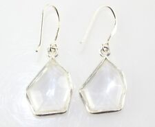 Beautiful Geometric Shape Crystal Dangling Earrings Silver 925 Stamped