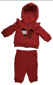 Tommy Hilfiger Baby Girl 2 Sudadera y pantalones pieza Jogger Set, Red Heart 3M 6M - Imagen 1 de 3