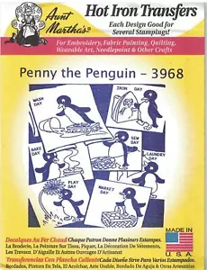 3968 Vintage Zia Marta Ricamo Ferro Caldo Trasferimento Penny il Pinguino Lavaggio Cucito - Foto 1 di 1
