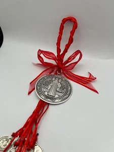 St. Benedict Silver Tone Medal Hanging Car or House Protection - Picture 1 of 9