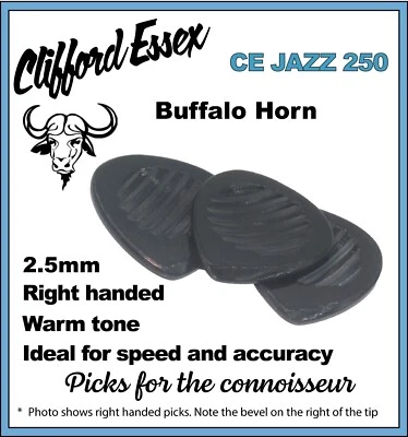 CE JAZZ 250 PICK. CORNO DI BUFALO FATTO A MANO. CLIFFORD ESSEX QUALITY - Immagine 1 di 4
