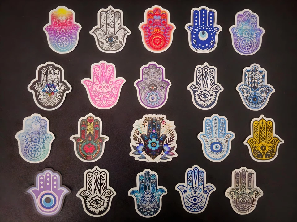 Hand of Fatima Hand Hamsa Vinyl Sticker Spirtual Chakra Evil Eye Manifest Symbol - Image 1 of 1