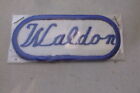 Waldon  Used Embroidered Sew On Name Patch Tag Oval Blue On White