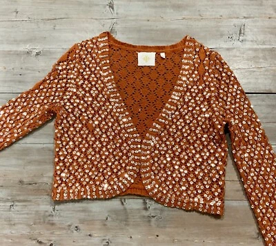 Cárdigan corto con lentejuelas Anthropologie HWR suéter 5 % pelo de conejo angora talla S Foto 1 de 4