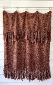 Kennebunk Throw Blanket Woven Multicolor Tassel Red Brown Orange Burgundy - Picture 1 of 8