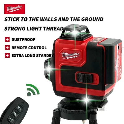 BRANDED Milwaukee Laser Level Green 16 Lines 4D Self Leveling 360 Horizontal and Vertica