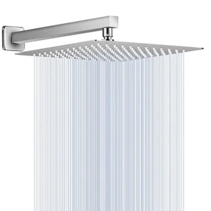 Rain Shower Head with Extension Arm Polished Chrome, 12" Rainfall Square Show... - Picture 1 of 7