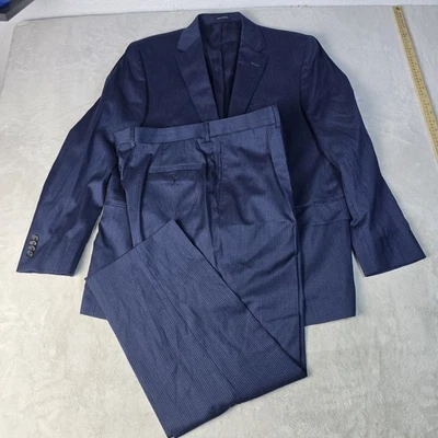 Daniel Cremieux Loro Piana On The Move Men’s Geometric Blue Suit Wool Silk   - Image 1 of 4