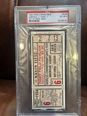 Psa 4 Paul Dean 1934 World Series G6 Ticket St Louis Cardinals Detroit Tigers - Image 1 of 4