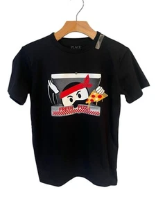 The Children's Place T Shirt Boys Medium 7/8 Black Fresh Pizza Short Sleeve Tee - Picture 1 of 8