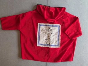 Stile Benetton Korea One Size Crop Sleeve Lightweight Cardigan Red Italy Hood - Picture 1 of 11