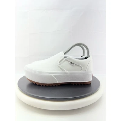 Vans Asher Platform ST Womens Size 6.5 Triple White Skateboard Slip On Shoes NEW - Image 1 of 4