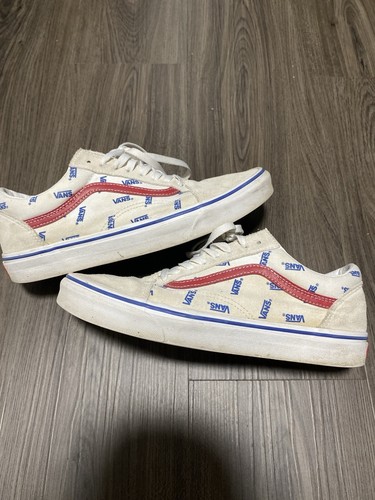 Sneakers basse Vans rosse swoosh e bianche taglia 9 5 uomo taglia 11 donna