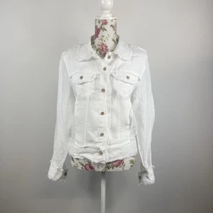 The Shanty Corporation women's white Monza 100% linen long sleeved jacket Size S - Picture 1 of 12