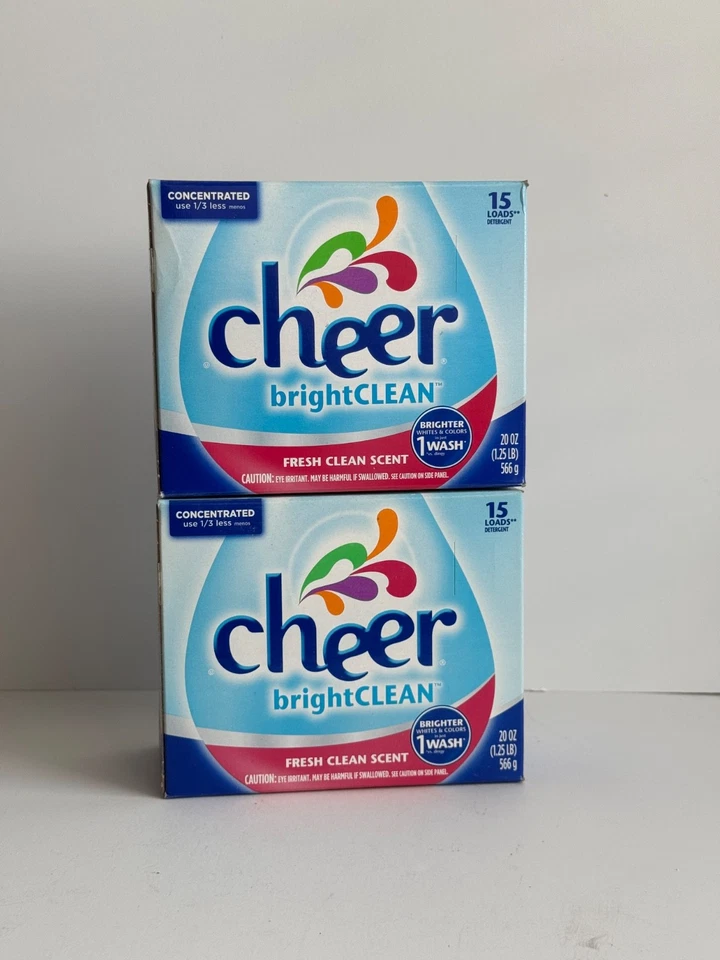 2 Cheer Bright Clean Detergent-Fresh Clean Scent / 20oz (1.25 lb) 15 Loads each - Image 1 of 1
