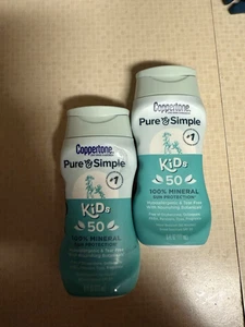 Pack of 2 Coppertone Pure and Simple Kids Hypoallergenic Sunscreen SPF 50 - Picture 1 of 2