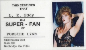 PORSCHE LYNN tessera fan club laminata, attrice cinematografica per adulti - Foto 1 di 1