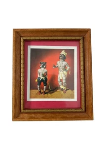 Wood Framed Print Hano Koshare Clowns Folk Art Wall Decor 7.5" X 6.5" - Picture 1 of 5