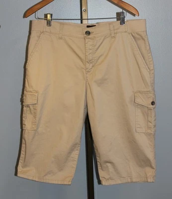 Bermudas Lee 16P Comfort Cintura Carga Petite 14" Entrepierna Beige Tostado Pantalones Cortos USADOS EX Foto 1 de 4