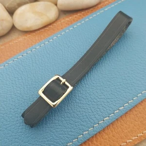 3/8" schwarz englische Trense Leder Vintage Uhrenarmband & vergoldete Schnalle - Bild 1 von 4