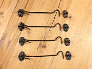4 Rustic Latches Hook And Eye Screen Door Gate Chicken Coop Large Cast Iron Long - Picture 1 of 11