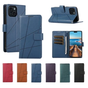 Shockproof Leather Wallet Card Flip Case For iPhone 16 15 14 13 12 Pro Max Cover - Zdjęcie 1 z 18