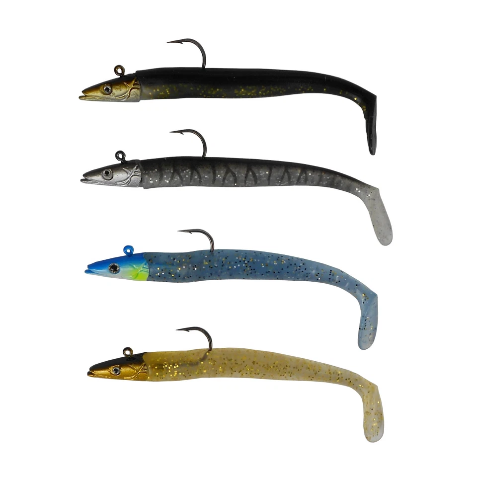 SANDAAL ab 2,25€ Sandeel Shad Twister Gummi Fisch Blei Kopf Jig Haken Soft Köder - Bild 1 von 1