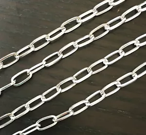 15 Fuß versilberte gezogene Kabelkette 6 x 12 mm, Masse Silber lange ovale Kette - Bild 1 von 1
