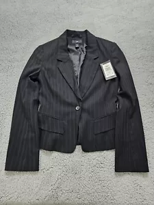 H &M Women's black pin stripped blazer Office siren Business Work Preppy size 6 - Picture 1 of 10