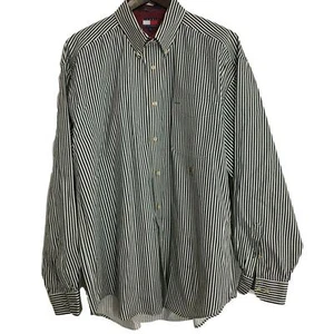Tommy Hilfiger Mens Shirt XL Button Down Blue Stripe Crest Logo Long Sleeve - Picture 1 of 5