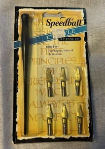 VTG Speedball "C" Lettering Set Nibs Flat Roman Italics & Text Letters 1993 - Picture 1 of 5