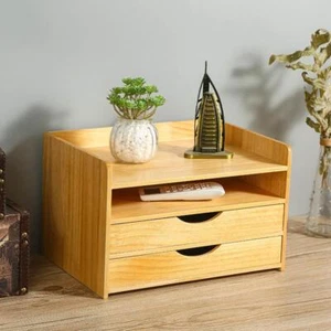 3-Tier Bamboo Shelf Organizer Desk Accessories for Folders File Mail Sorter Rack - Picture 1 of 6