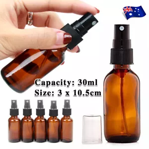 30ml Amber Glass Spray Bottles Pump Bottle for Essential Oils Round Mist Stream - Picture 1 of 12