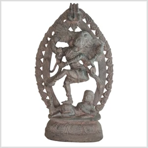 Especial Shiva Nataraja latón gris piedra 41 cm 6,3 kg hecho a mano del sur de la India - Imagen 1 de 3