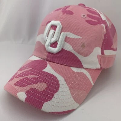 Oklahoma Sooners OU Hat Pink Camo Captivating Adjustable OSFA Baseball Cap STAIN - Image 1 of 4
