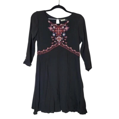 Mini Vestido Hollister Babydoll M Negro Boho Bordado Y2K Vacaciones Suroeste Foto 1 de 4