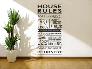 House Rules Wall Sticker | Rules Wall Art Decal | House Rules Wall Art - Picture 1 of 8
