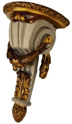 Grande Antiguo Luis XVI Gustavio Yeso Gris Dorado Soporte de Pared Estante Ménsula Foto 1 de 4